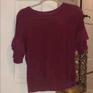 Magenta Top with Ruffled Sleeves